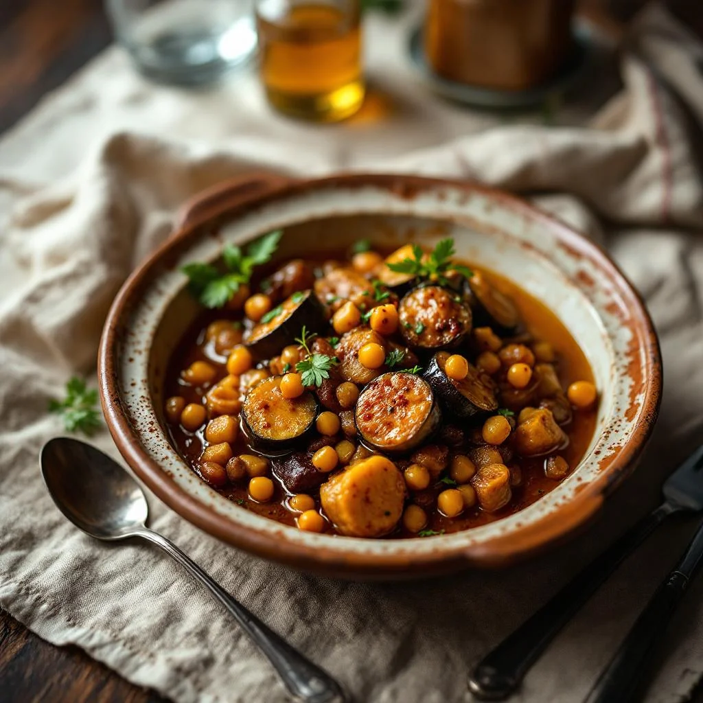 Aubergines Mielées au Boulgour et Agneau