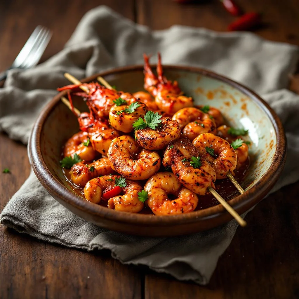 Brochettes de Crevettes au Piment