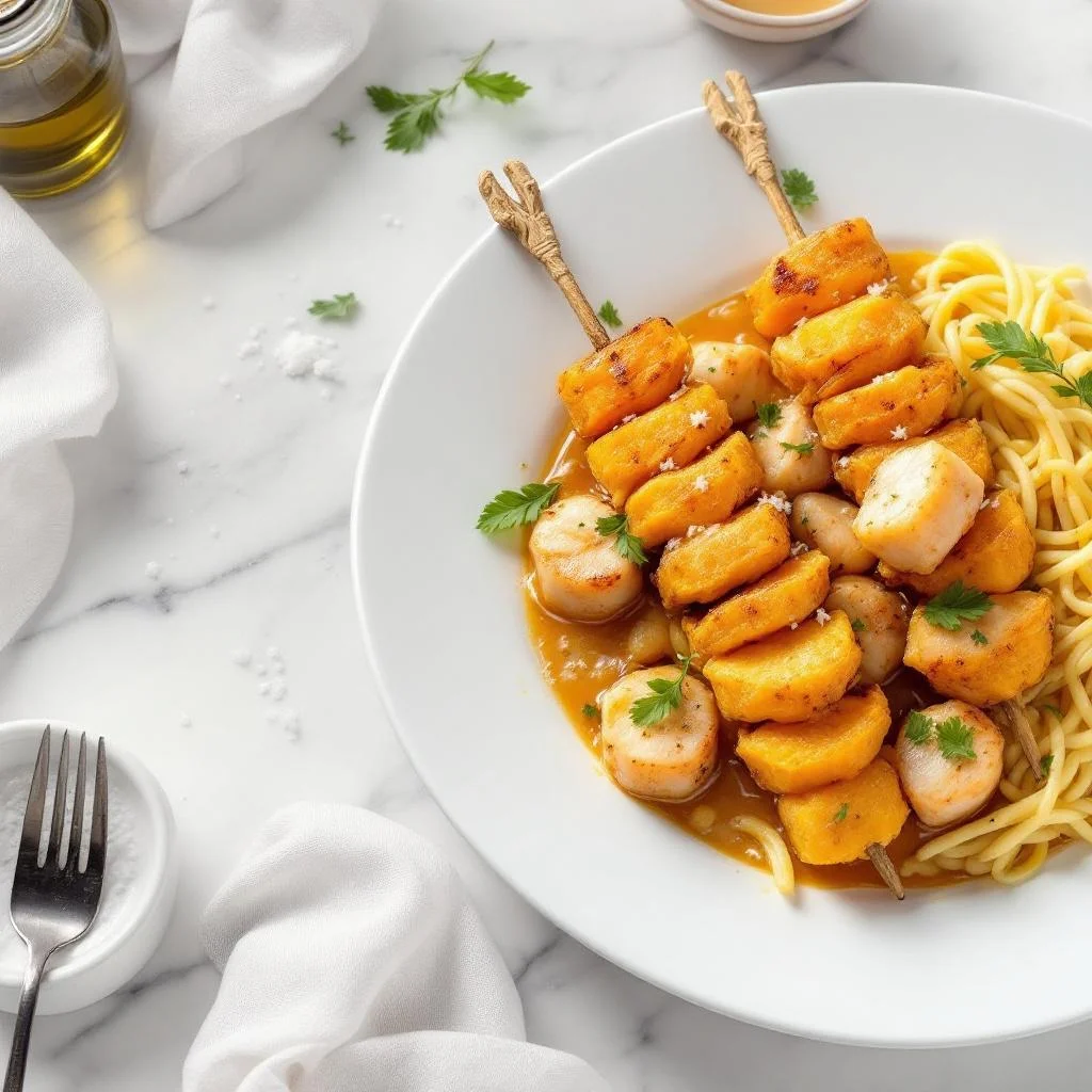 Brochettes de Manioc et de Poisson