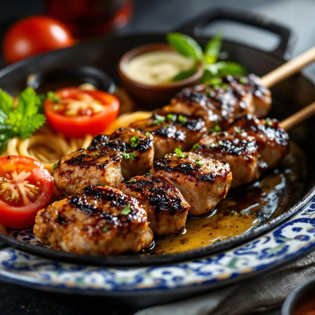 Brochettes de viande d'agneau marinées