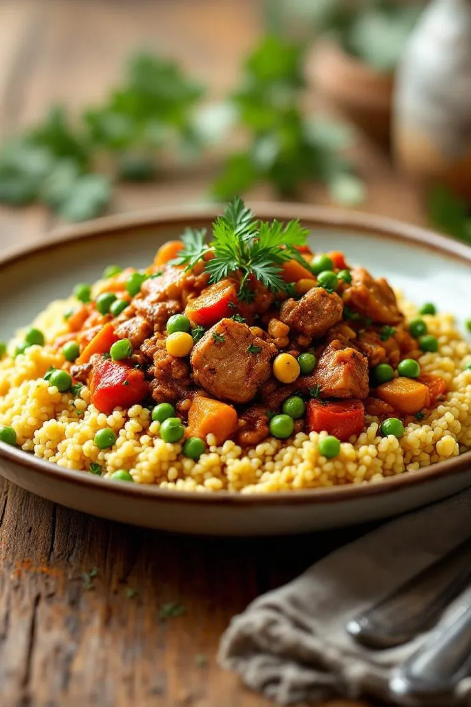 Couscous aux légumes et viande d'agneau