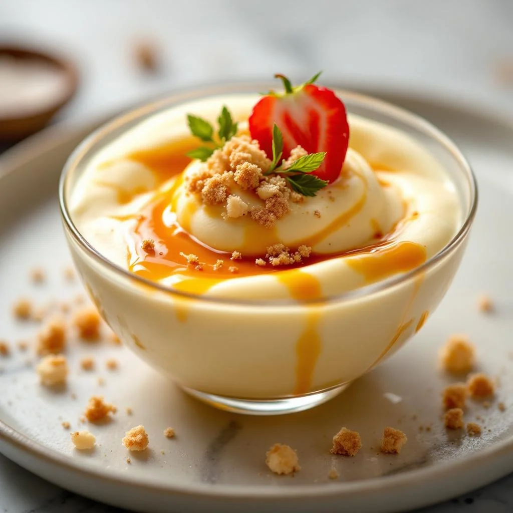 Mousse de Fromage Blanc au Caramel Croquant