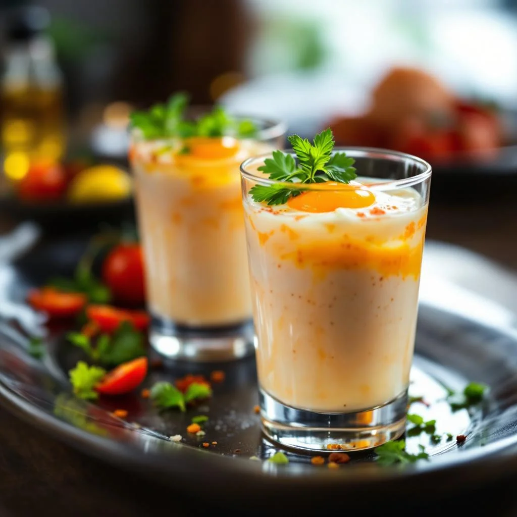 Oeufs brouillés au lait de coco et tomates