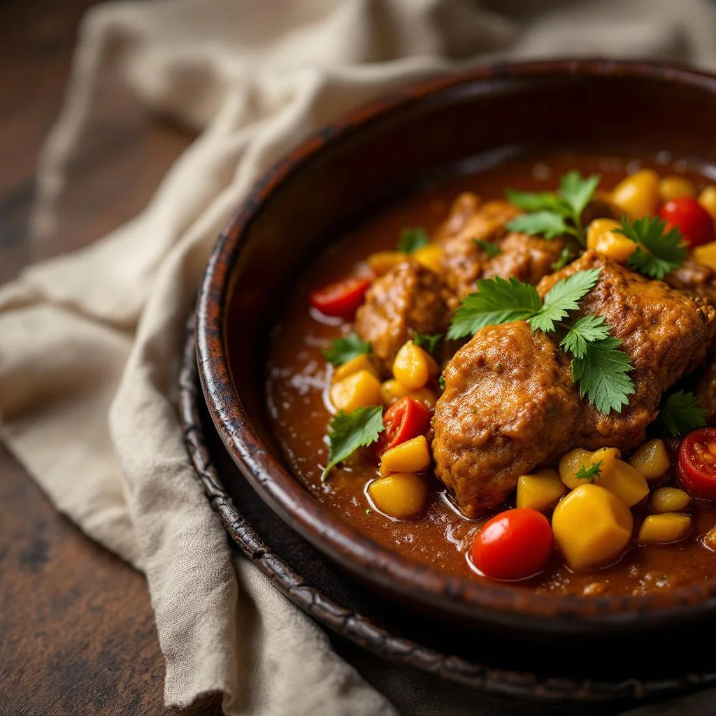 Poulet braisé à la sauce d'arachide