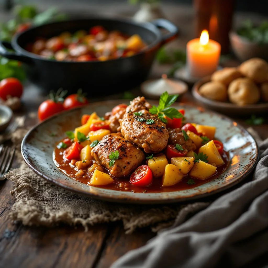 Poulet Mijoté aux Tomates et à la Patate Douce