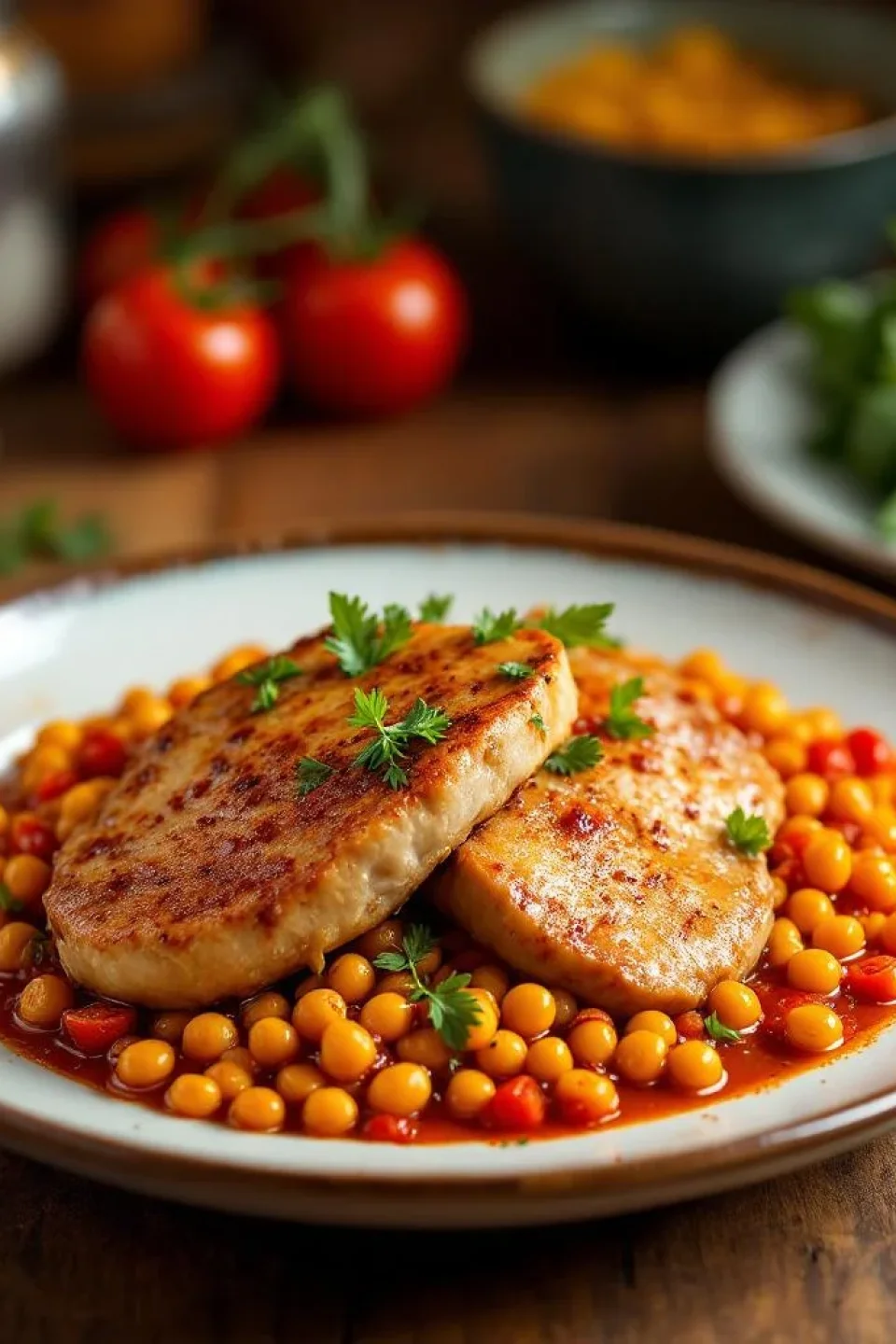 Ragoût d'Agneau aux Pois Chiches et Tomates Épicées