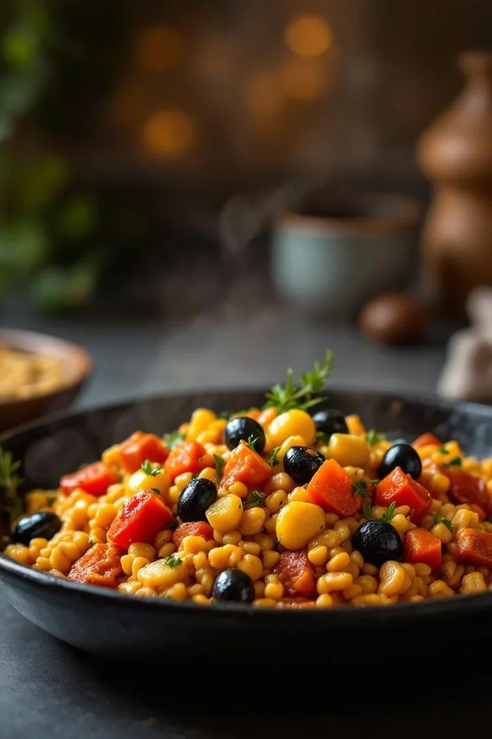 Tajine de Fèves aux Olives et Pousse de Soja
