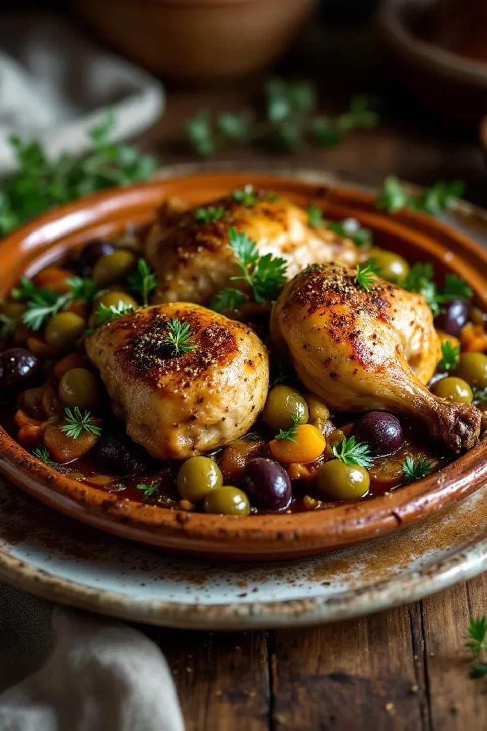 Tajine de Poulet aux Olives et Griotte